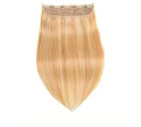 Extensiones de cabello humano real, extensiones de cabello Remy natural de una pieza con clip for mujeres con 5 clips(P27/613,18inch 100g)