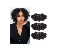 Extensiones de cabello humano Remy de corte corto de 6 pulgadas, mechones de cabello rizado y elástico for mujeres y hombres. Easy Installation and Removal(Natural wave,6inch 12PCS)