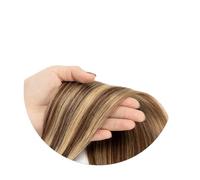 Extensiones de cabello humano Remy liso con clip, de 14 a 24 pulgadas, for cabeza completa, 6 unidades por juego Easy Installation and Removal(Brown to Caramel Blonde,14inch)