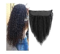 Extensiones de cabello humano rizado con clip de uso diario, una pieza, 5 clips, extensiones de cabello ondulado negro natural brasileño (20 pulgadas 90 g)