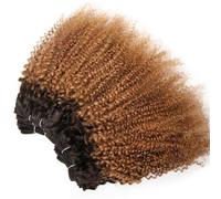 Extensiones de cabello humano rizado Jerry de 8 a 12 pulgadas, 6 extensiones, cabello virgen brasileño sin procesar, tejido rápido for mujeres negras. Wear and Go(Ombre Honey Blonde,10 inch)