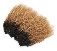 Extensiones de cabello humano rizado Jerry de 8 a 12 pulgadas, 6 extensiones, cabello virgen brasileño sin procesar, tejido rápido for mujeres negras. Wear and Go(Ombre dark blonde,12 inch)