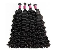 Extensiones de cabello humano trenzado natural con ondas profundas, sin trama, 4 paquetes de 300 g Easy Installation and Removal(22inch)