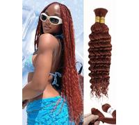 Extensiones de cabello humano, trenzas bohemias, color rubio miel, sin trama, 2 paquetes de 100 g, extensiones de cabello humano ondulado profundo, extensiones a granel para trenzar, color #27 (350