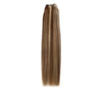 Extensiones de cabello humano virgen brasileño liso con clip sin costuras for mujeres negras, 8 unidades con 18 clips, 120 gramos Easy Installation and Removal(Brown to Caramel Blonde,20inch)