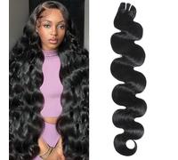 Extensiones de cabello humano virgen virgen 15A, ondulado, con triple vida útil, no se enreda, mantiene la textura suave después de múltiples lavados (1 paquete negro natural, 18 pulgadas)