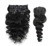 Extensiones de cabello ondulado con clip de uso diario, 8 piezas para mujeres negras, cabello humano, sin costuras, ondulado Remy Body Wave (26 pulgadas, 1 unidad)