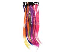 Extensiones de Cabello para Coleta Trenzada 12piezas Tonos Brillantes | Fibras Sintéticas con Bandas Elásticas, Cambio Rápido de Peinado, Adolescencia y Peinados Creativos Color Aleatorio