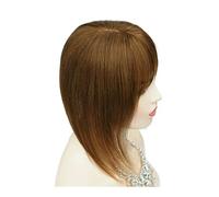 Extensiones de cabello para mujer, cabello real, con flequillo, 13 x 13 cm, base para mujeres con cabello adelgazante agrega volumen al cabello (8 pulgadas, marrón)