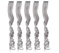 Extensiones de cabello para realzar la extensión del cabello, cabello sintético de color largo y rizado para mujeres, niñas, uso diario, citas, 55 cm (cenizas de té blanco)