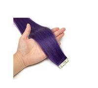 Extensiones de cabello real con cinta adhesiva, 8 colores, cabello humano Remy, extensiones de cabello con cinta adhesiva mini Easy Installation and Removal(Blue Purple,10 PCS_16 INCH)
