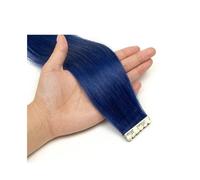 Extensiones de cabello real con cinta adhesiva, 8 colores, cabello humano Remy, extensiones de cabello con cinta adhesiva mini Easy Installation and Removal(Blue,10 PCS_24 INCH)