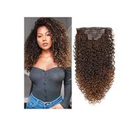 Extensiones de cabello rizado con clip de 20 pulgadas, trama doble, fibra resistente al calor, 150 g, extensiones de cabello sintético rizado for mujeres, 7 piezas Wear and Go(Dark brown blonde)