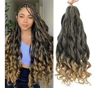 Extensiones de cabello rizado francés de 24 pulgadas, paquete de 8 unidades de cabello rizado trenzado suelto, ondulado, rizos en espiral, extensiones de cabello preestirado para mujeres negras (1B