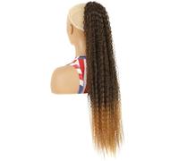 Extensiones de cabello rizado largo de 32 pulgadas, extensiones de cabello sintético con clip con cordón de cola de caballo para mujeres para uso diario (1BT27)