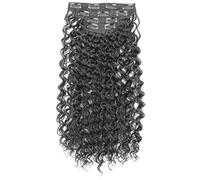 Extensiones de cabello rizado marrón oscuro de 20 pulgadas, desmontables y reutilizables, aspecto y tacto naturales, diseño seguro de múltiples clips, fibra de alta temperatura, juego de cuatro piezas