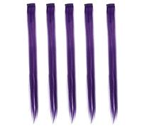 Extensiones de Cabello Rosa, 5 Piezas Juego de Pinzas para el Cabello de Colores Accesorios para el Cabello para Niñas Extensiones de Cabello Liso de 55 Cm de Largo para Mechas