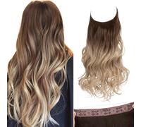Extensiones de cabello SARLA Ombre con alambre invisible y 3 clips, postizo sint tico largo, ondulado y rizado, diadema transparente ajustable pa
