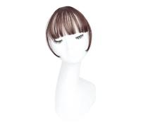 Extensiones de cabello sintéticas falsas invisibles de aire con flecos frontales postizos negro marrón accesorios para el cabello para mujeres extensiones de cabello para uso diario (marrón oscuro)