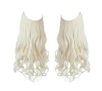 Extensiones de cabello sintético de salud sin clips, cabello sintético, ondulado natural, rizado, postizo para el cuidado personal de la mujer (rubio platino, 45 cm)
