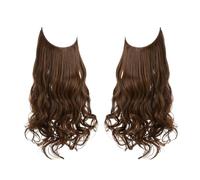 Extensiones de cabello sintético de salud sin clips, cabello sintético, ondulado natural, rizado, postizo para el cuidado personal de la mujer (marrón claro, 22 pulgadas)