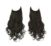 Extensiones de cabello sintético de salud sin clips, pelo sintético, ondulado natural, rizado, postizo para el cuidado personal de las mujeres (marrón negro, 35,5 cm)