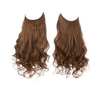 Extensiones de cabello sintético de salud sin clips, pelo sintético, ondulado natural, rizado, postizo para el cuidado personal de la mujer (marrón dorado claro, 45 cm)