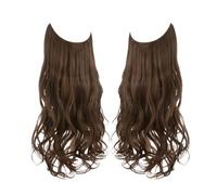 Extensiones de cabello sintético de salud sin clips, pelo sintético, ondulado natural, rizado, postizo para el cuidado personal de las mujeres (marrón ceniza mediano, 40 cm)