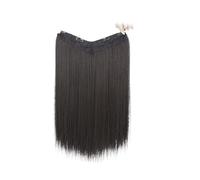 Extensiones de cabello sintético de uso diario largas y lisas con clip, una pieza, perfectas para accesorios para el cabello para mujer (negro natural, 61 cm)