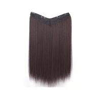 Extensiones de cabello sintético largo y liso con clip en una sola pieza, perfectas for el cabello de mujer, clips y accesorios for el cabello. Wear and Go(Dark Brown,24inches)