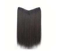 Extensiones de cabello sintético largo y liso con clip en una sola pieza, perfectas for el cabello de mujer, clips y accesorios for el cabello. Wear and Go(Natural Black,24inches)