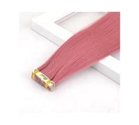 Extensiones de cabello sintético, mini extensiones de cabello liso, cinta adhesiva invisible de color, 10 unidades por paquete. Wear and Go(Orange Pink)