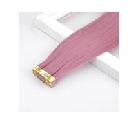 Extensiones de cabello sintético, mini extensiones de cabello liso, cinta adhesiva invisible de color, 10 unidades por paquete. Easy Installation and Removal(Dark Pink)