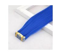 Extensiones de cabello sintético, mini extensiones de cabello liso, cinta adhesiva invisible de color, 10 unidades por paquete. Wear and Go(Royal Blue)