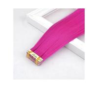 Extensiones de cabello sintético, mini extensiones de cabello liso, cinta adhesiva invisible de color, 10 unidades por paquete. Easy Installation and Removal(Rose Red)