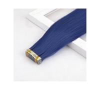 Extensiones de cabello sintético, mini extensiones de cabello liso, cinta adhesiva invisible de color, 10 unidades por paquete. Easy Installation and Removal(Purplish Blue)