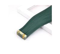 Extensiones de cabello sintético, mini extensiones de cabello liso, cinta adhesiva invisible de color, 10 unidades por paquete. Easy Installation and Removal(Dark Green)
