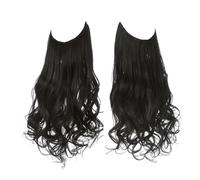 Extensiones de cabello sintético para la salud sin clips, pelo sintético, ondulado natural, rizado, postizo para el cuidado personal de la mujer (negro apagado, 22 pulgadas)