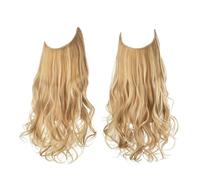 Extensiones de cabello sintético sin clips, pelo sintético, ondulado natural, rizado, postizo para mujer para el uso diario (rubio Golden Beach, 18 pulgadas)