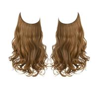 Extensiones de cabello sintético sin clips, pelo sintético, ondulado natural, rizado, postizo para mujer para el uso diario (Golden Auburn, 18 pulgadas)
