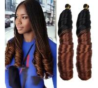 Extensiones de cabello trenzado de ganchillo sintético, estilo Pony, ondulado, Afro, suelto, pelo trenzado rizado Natural, trenza con gancho, rizos franceses(1B)