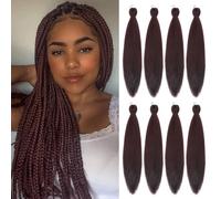 Extensiones de cabello trenzado preestirado de 24 pulgadas, 8 paquetes de trenzas sintéticas naturales de ganchillo, pelo de ganchillo fácil trenzado, ajuste de agua caliente, textura Yaki suave