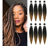 Extensiones de cabello trenzado preestirado ROSDINA - 50 cm (20 pulgadas), 8 paquetes, rubio degradado, largo, para trenzas retorcidas o de caja,