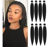 Extensiones de cabello trenzado preestirado ROSDINA de 40 cm (16 pulgadas), 8 paquetes, color negro natural, corto, para trenzas retorcidas o de