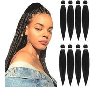 Extensiones de cabello trenzado preestirado ROSDINA de 56 cm (22 pulgadas), 8 paquetes, color negro natural, largo, para trenzas retorcidas o de