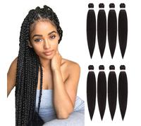 Extensiones de cabello trenzado preestirado ROSDINA de 76 cm (8 unidades), color casta o oscuro, superlargo, para trenzas retorcidas o de caja, t
