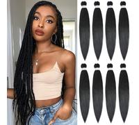 Extensiones de cabello trenzado preestirado, trenzas largas de 30 pulgadas, 8 paquetes, trenzas profesionales de fibra sint?tica con giro de crochet
