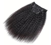 Extensiones de cabello Yaki liso con clip for mujeres negras, extensiones rizadas de cabello virgen, 8 unidades, 18 clips en total, 120 g(12inch)