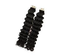 extensiones de cinta Extensiones de cabello humano con cinta de ondas profundas invisibles de color negro natural, extensiones de cabello con cinta de rizos profundos, cabello Remy, 20 unidades por ju