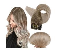 Extensiones de Clip Clip en extensiones de cabello Cabello humano Balayage Ombre Rubio Horquillas 7pcs 120g Máquina de doble trama Remy for mujer Clip in Extension (Color : 8 60 18, Size : 18inches